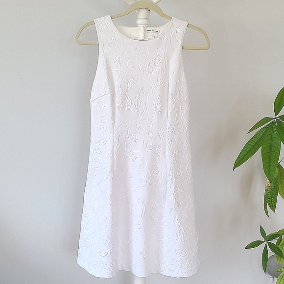 CLUB MONACO Floral Scuba Backless Sleeveless Mini White Cocktail Mini Dress - Picture 5 of 13